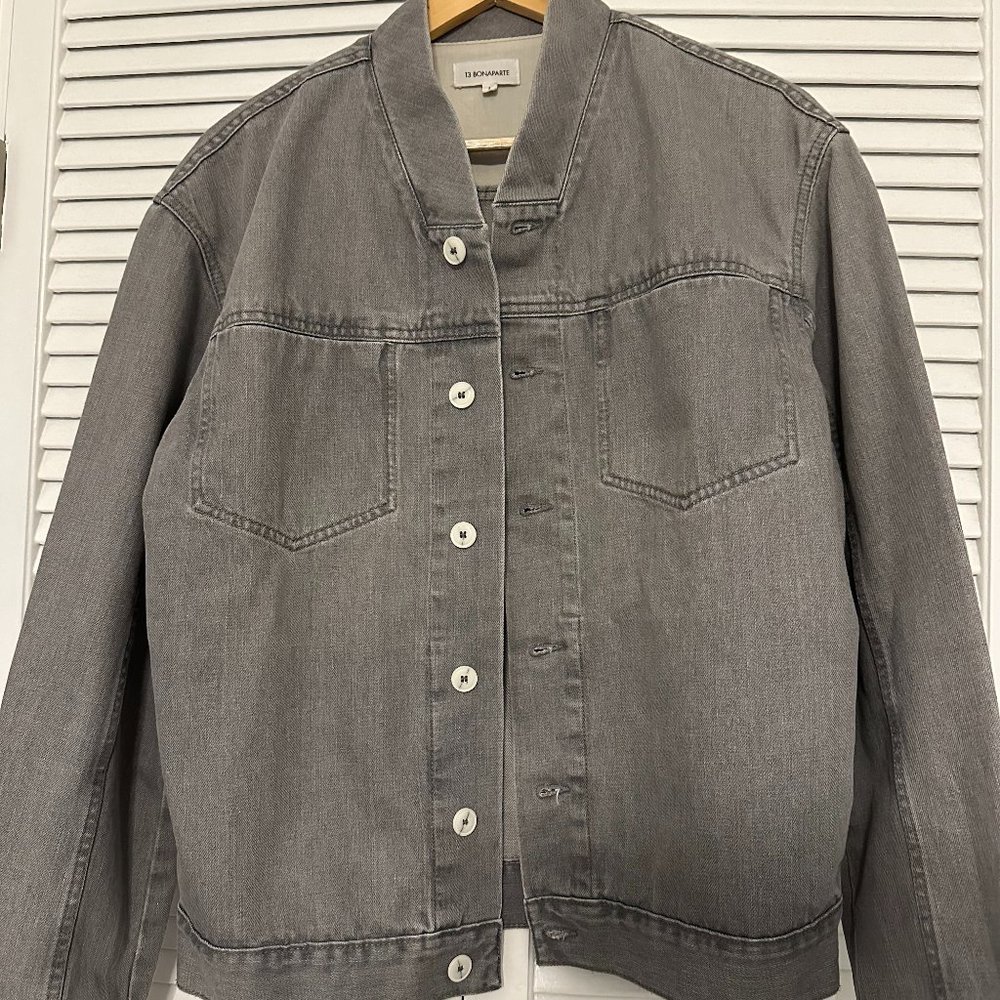 13 Bonaparte-Gray Denim False Collar Jacket- Size Large